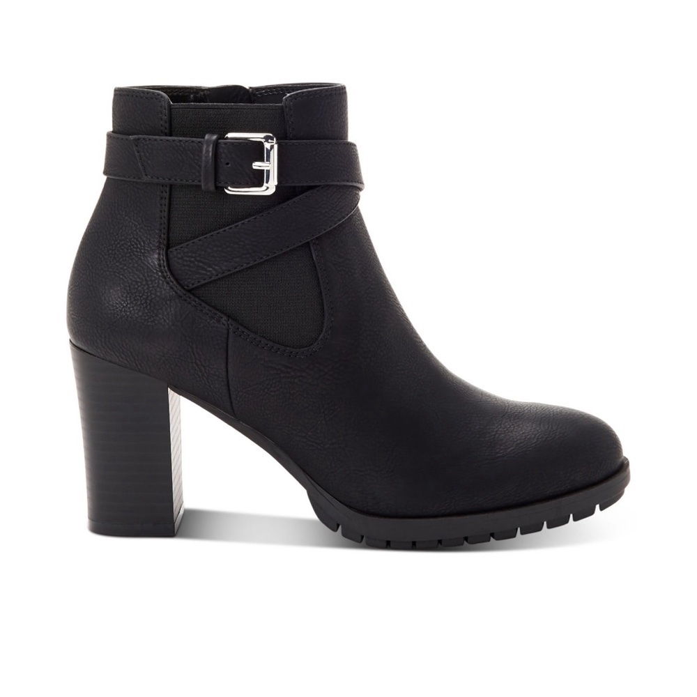 STYLE & COMPANY Womens Black Goring Laleen Round Toe Block Heel Booties 7.5M